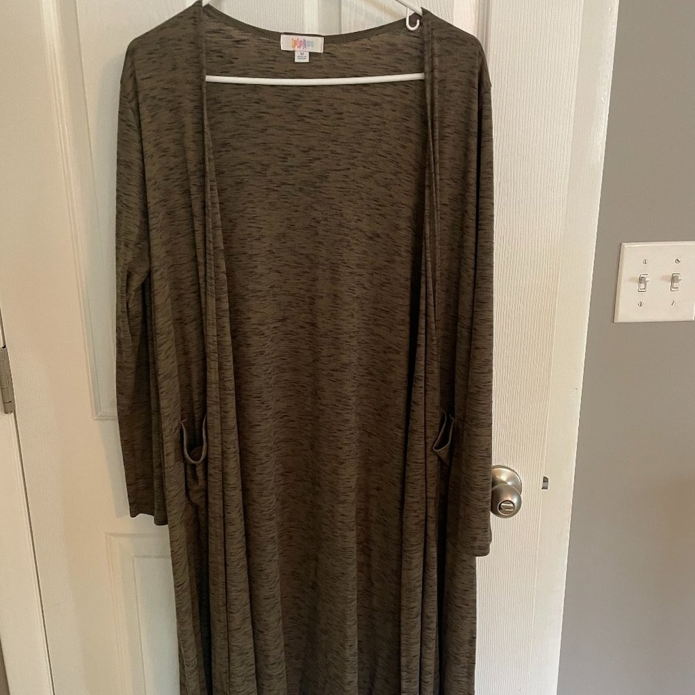 Long (knee length) Army Green/Black Cardigan from LuLaRoe